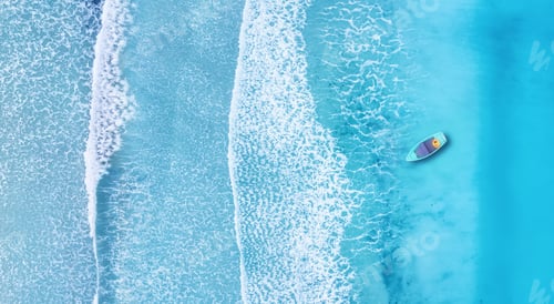 Preview: Boat and sea as a background. Seascape from air