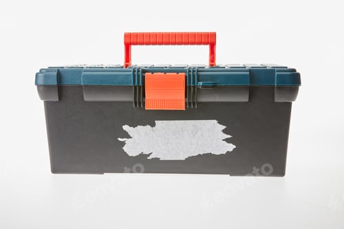 Preview: Close up of tool box isolated on white