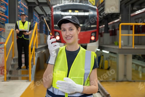 Preview: Posture giving the electric train signal to the train conductor in the maintenance plant.