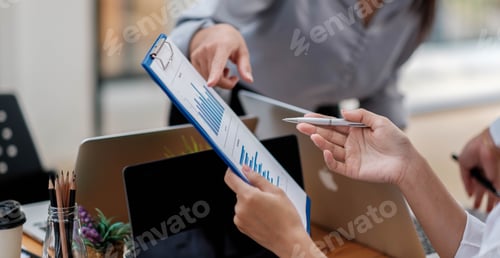 Preview: Close up Business people meeting to discuss the situation on the market. Business Financial Concept