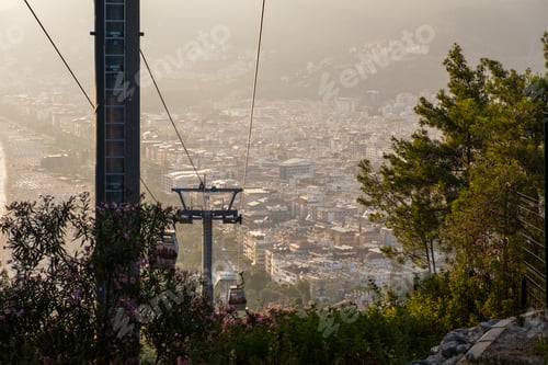 Preview: Cable car Alanya Teleferik, Turkey. Cable car cabins with Alanya