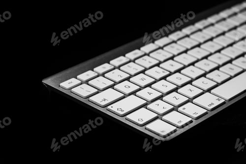 Preview: Personal computer keyboard on black background