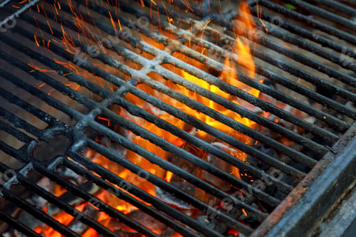 Preview: Barbecue Grill, Hot coal and Burning Flames