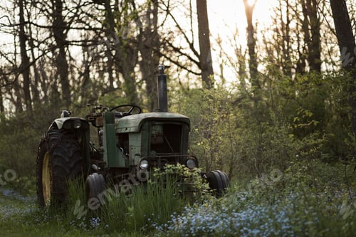 Preview: Old abandoned tractor in a field