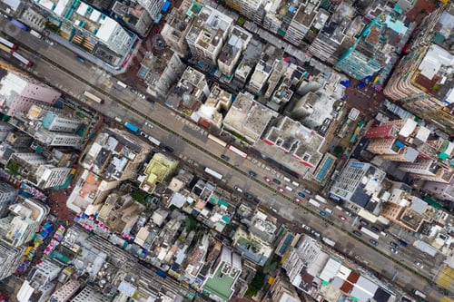 Vista previa: Sham Shui Po, Hong Kong 06 May 2019: Hong Kong downtown city from top