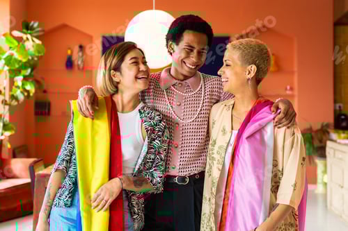 Preview: Group of friends bonding at home, LGBTQ and diversity concepts