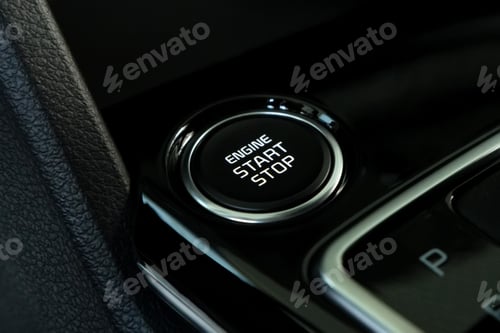 Preview: Engine start button in modern car close