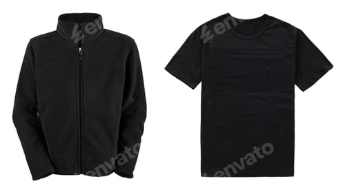 Preview: black t-shirt and sweater isolated on white background