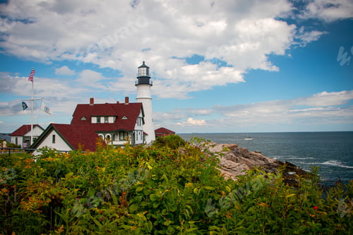 Preview: Portland Head Light lighthouse in Portland, Maine overlooking the ocean