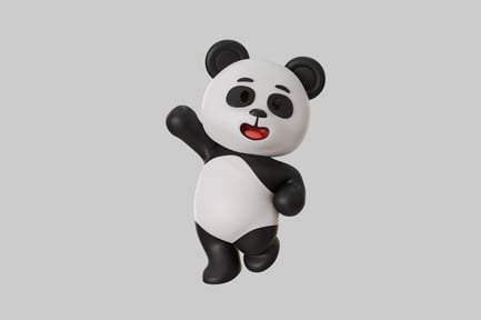 Preview: Friendly cartoon panda waving hello