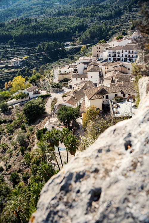Preview: Guadalest village with white buildings and tiling roofs, Spain