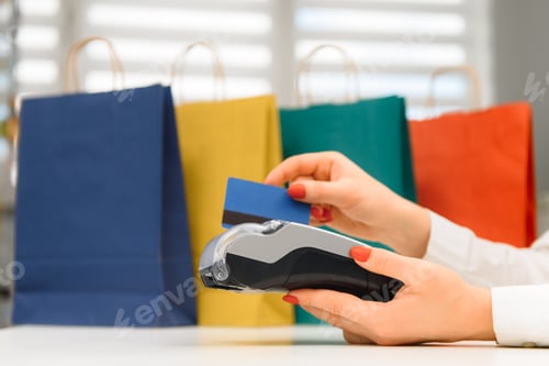 Preview: paying through smartphone using NFC technology. payment by phone through the terminal
