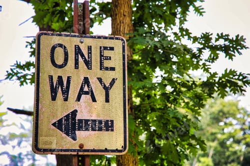 Preview: Closeup of a one way sign