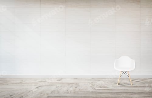 Preview: White chair against a wall mockup