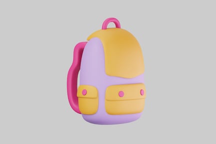 Preview: Round backpack with pink accents and side attachments