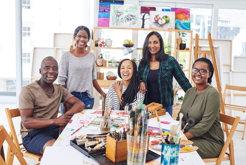 Preview: Cropped shot of a group of people attending a art class