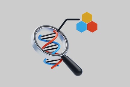 Preview: Dna structure magnifying glass icon