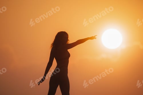 Preview: Strong woman winning, motivation and bright future concept.