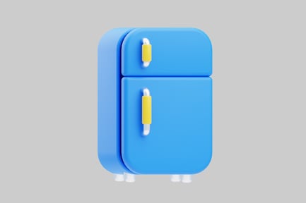 Preview: Cartoon blue refrigerator with yellow handles