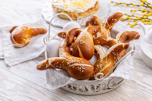 Preview: Buns made from yeast dough in a shape of Easter bunny