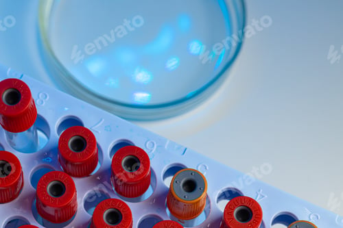 Preview: Blood test tubes in lab close up
