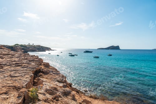 Preview: Cala Comte beach in the southwest of the island of Ibiza. Ideal beach for sunset. Balearic