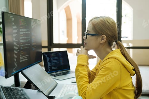 Preview: Programmer is coding and programming software.
