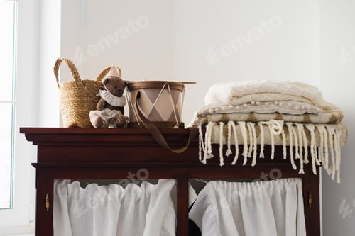 Preview: Cozy Decorative Setup With Teddy Bear And Blankets