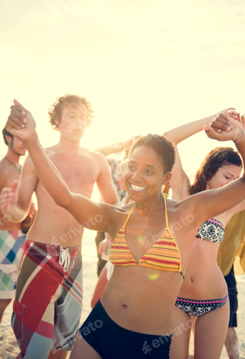 Preview: Beach Dancing Party Vacation Bikini Cheerful Concept