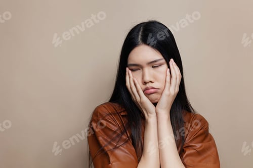 Preview: Woman portrait hair beige beautiful asian cosmetic fashion beauty glamour model