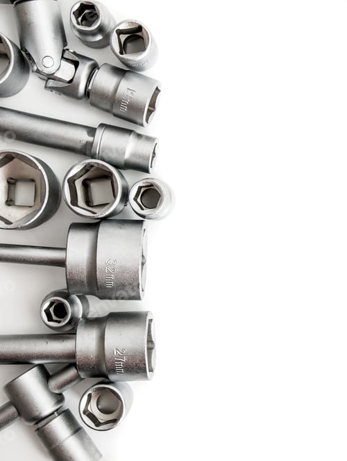 Preview: Metalwork. Set spanner on a white background.