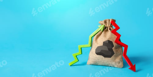 Preview: Bag with coal and up down arrows.