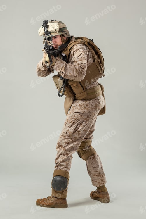 Preview: Military soldier using 5G technology for communication during an operation
