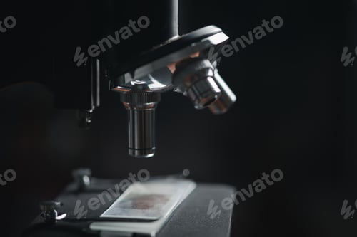 Preview: Scientific microscope data analysis in the metal lens at laboratory. research medicine concept.