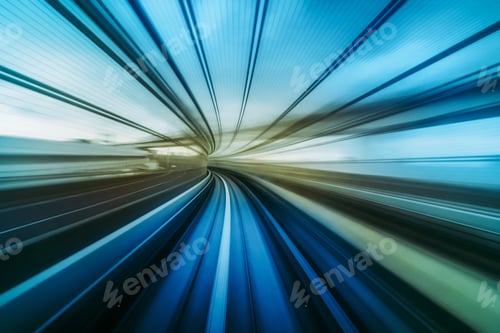 Preview: Abstract Moving Motion blur of tokyo japan train Yurikamome Line moving