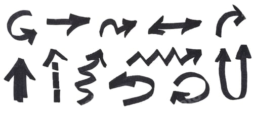 Preview: Arrows drawn with black marker in different directions