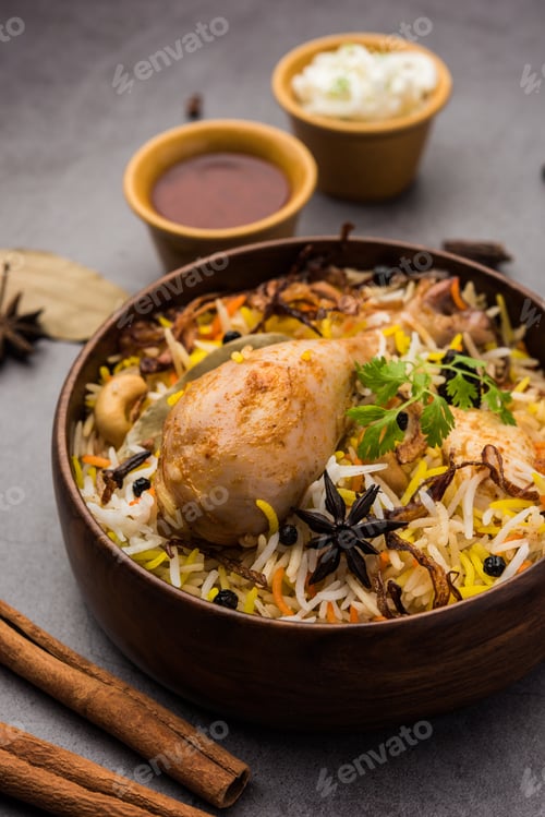 Preview: Chicken Biryani with yogurt dip - Popular Indian / pakistani Non vegetarian food