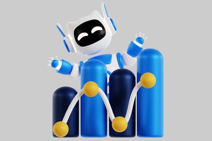 Preview: Futuristic Automaton Resting on a Blue and Yellow Base