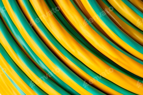 Preview: Close-Up of Yellow and Green Striped Electrical Cable