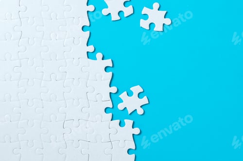 Preview: Jigsaw puzzle pieces on blue background