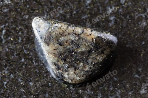 Preview: sample of polished diorite mineral on black