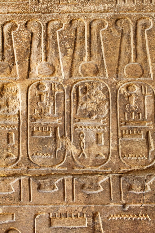 Preview: Ancient Egyptian Hieroglyphs Carved into Stone Wall