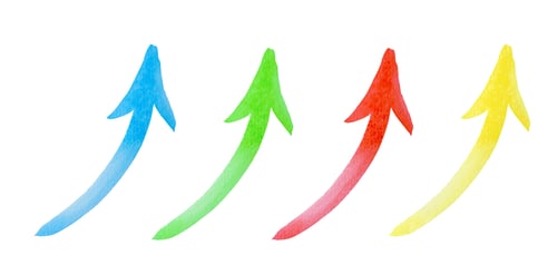 Preview: Set of arrows red, blue, green and yellow color watercolor isolated on white background with clippin