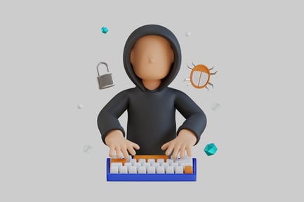Preview: A hooded figure stands behind a keyboard.