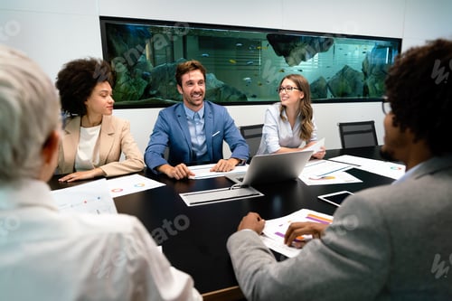 Preview: Entrepreneurs and business people conference in modern meeting room
