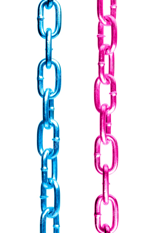 Preview: Blue and pink steel chains