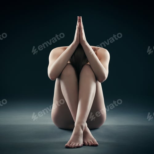 Preview: Balanced beauty. Shot of a nude woman sitting with her legs crossed and her arm.