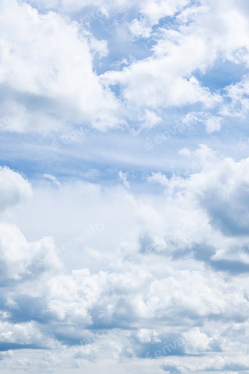 Preview: Fluffy Clouds on Blue Sky. Heaven Background.