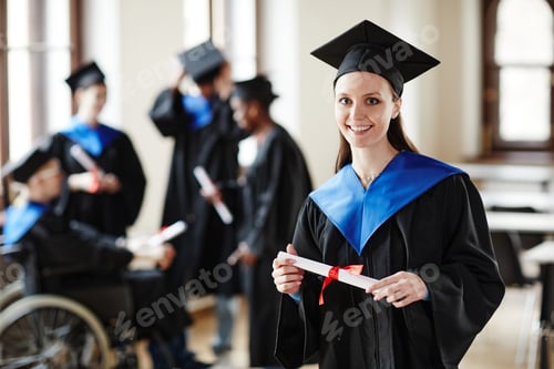 Preview: Young Woman wearing Graduation Robe