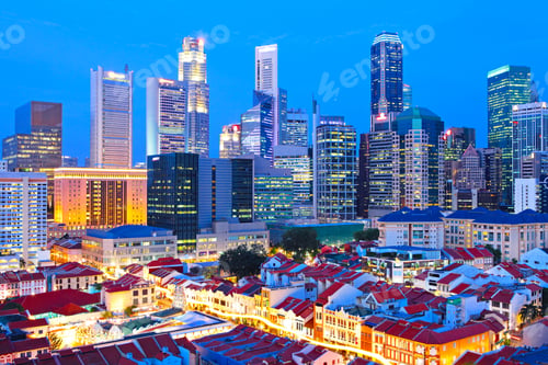 Preview: Singapore city downtown at night